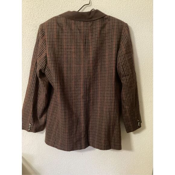 Vintage Tracy Evans Wool Blend Plaid Blazer Jacket L - Picture 2 of 7